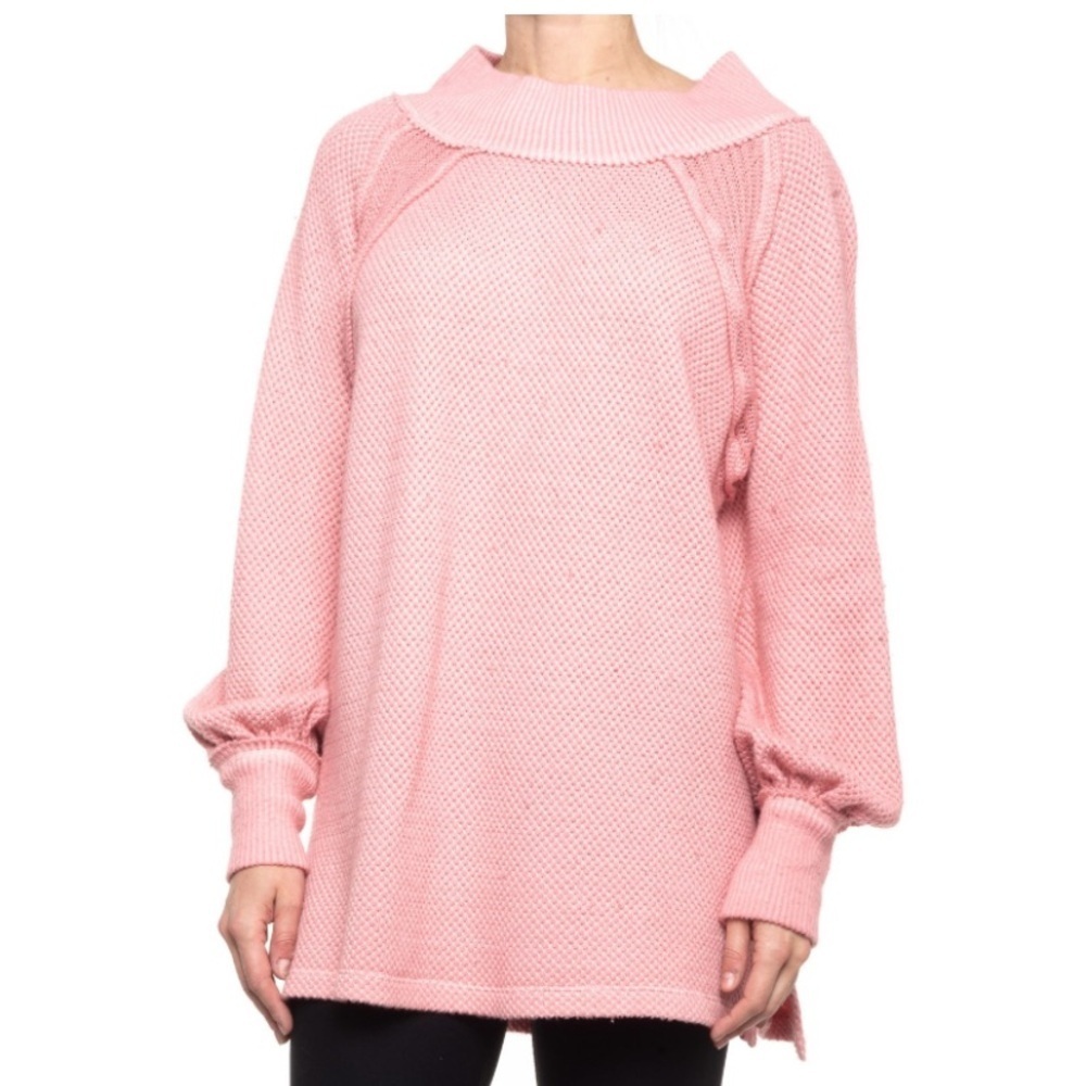 We the free she’s a keeper tunic sweater pink mock neck Medium